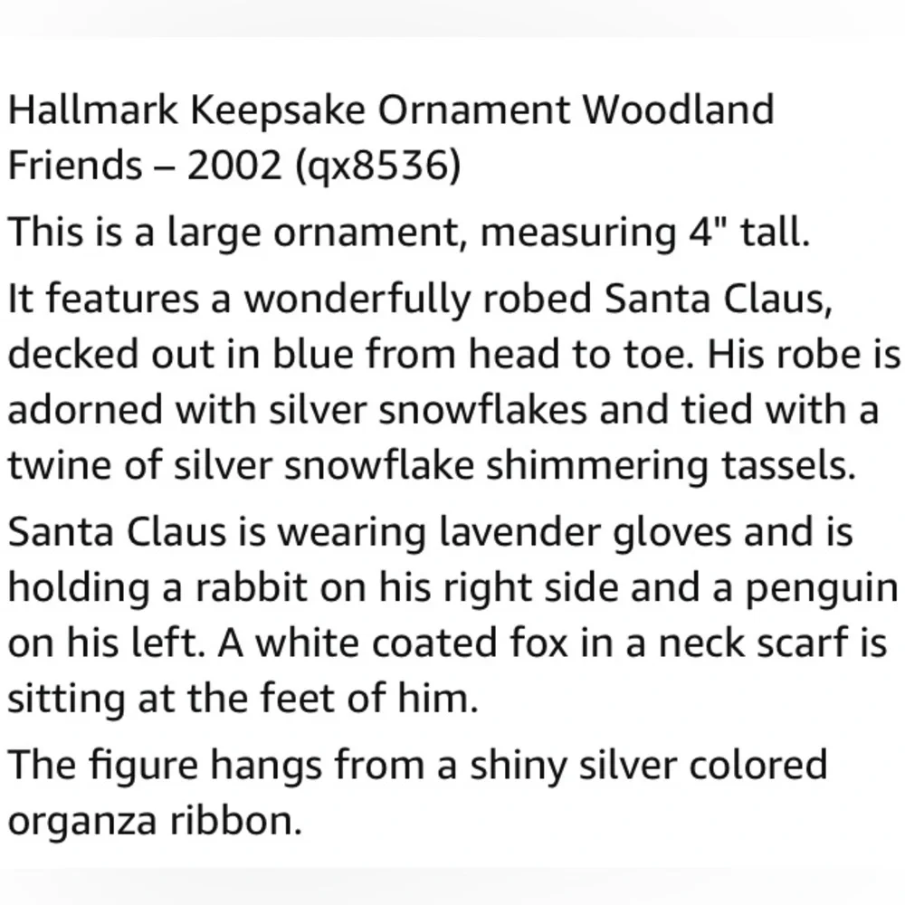 Vintage Woodland Friends Hallmark Keepsake Ornament 2002 Santa Bunny Penguin Dog